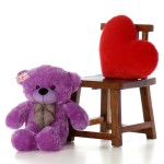 2.5 Feet Purple Big Teddy Bear with a Bow